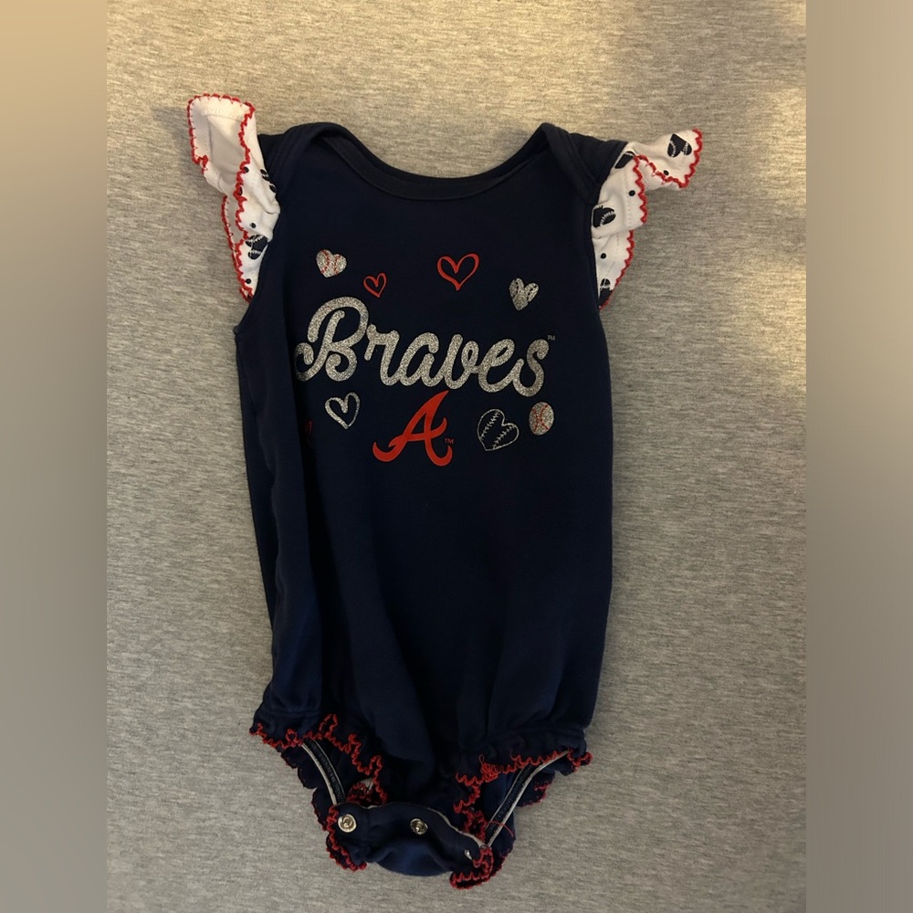 Baby Girl MLB Braves Bubble Romper Size 3 Months